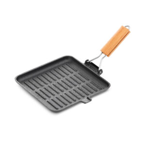 Plancha de hierro fundido mango de madera